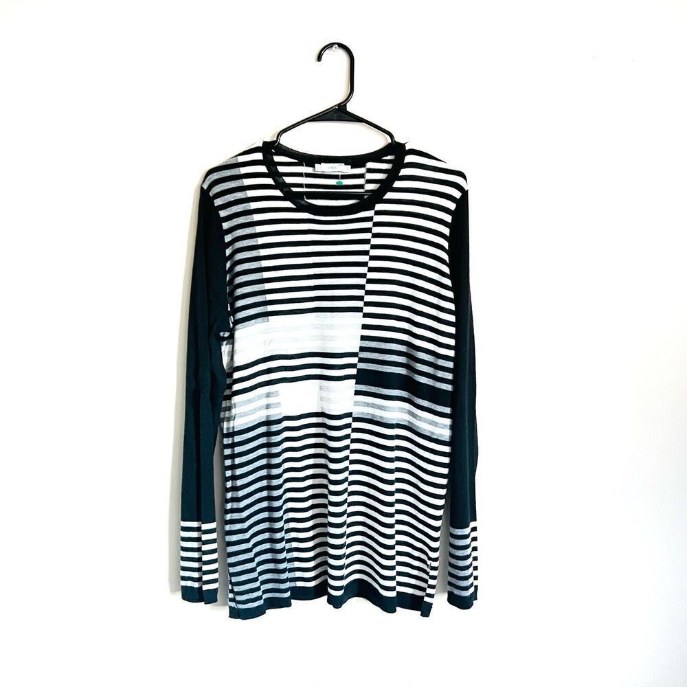 Vince Sweater Women's XL Gray Black Striped Knitted Long Sleeve‎ Wool Blend